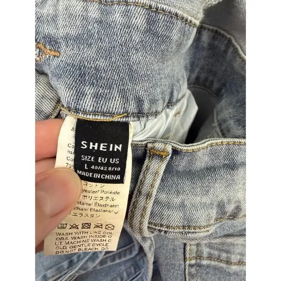 SHEIN Denim Romper Lace Up Back Large - Picture 5 of 6